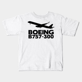 Boeing B757-300 Silhouette Print (Black) Kids T-Shirt